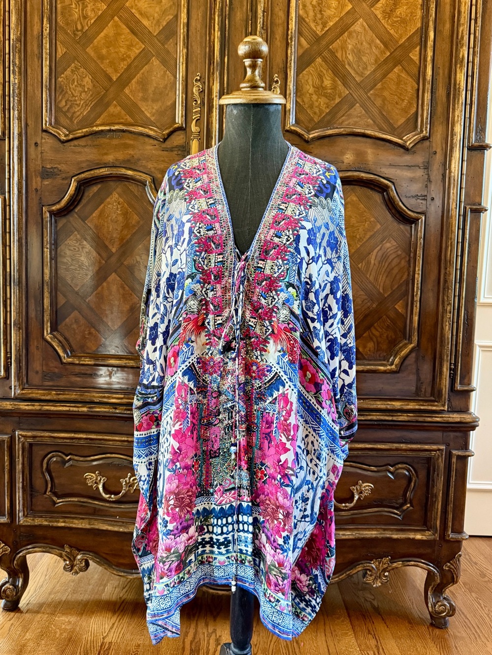 Camilla Pink & Blue Embroidered Boho Tunic